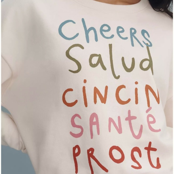 Jordan Nickson x Anthropologie Cheers Graphic Sweatshirt Size S - Picture 2 of 8